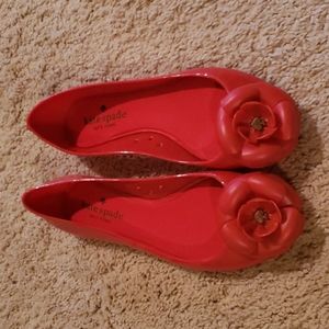 Kate Spade Jade shiny rubber mareshino red flats